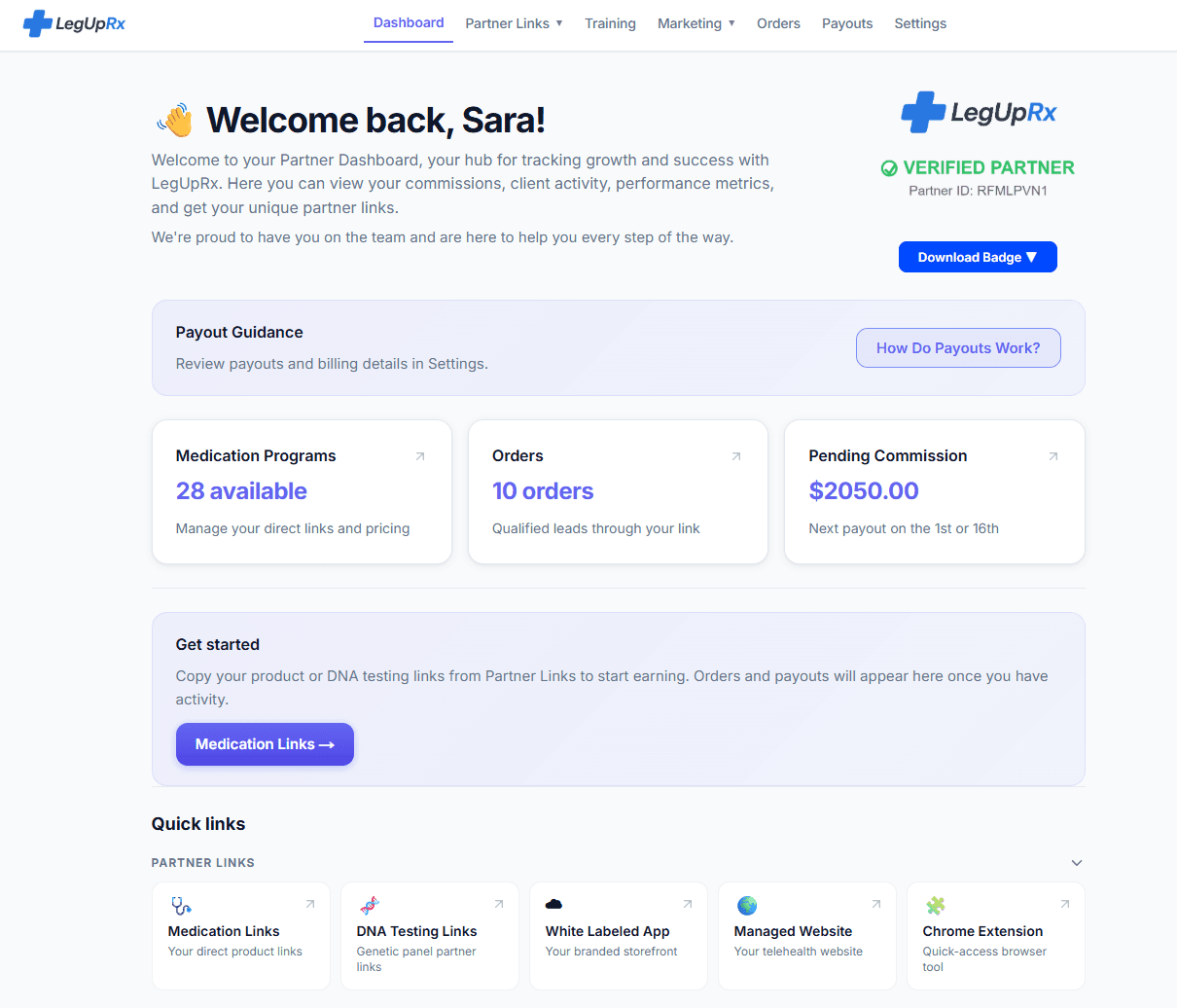 Partner dashboard with business metrics used to refine telehealth pricing