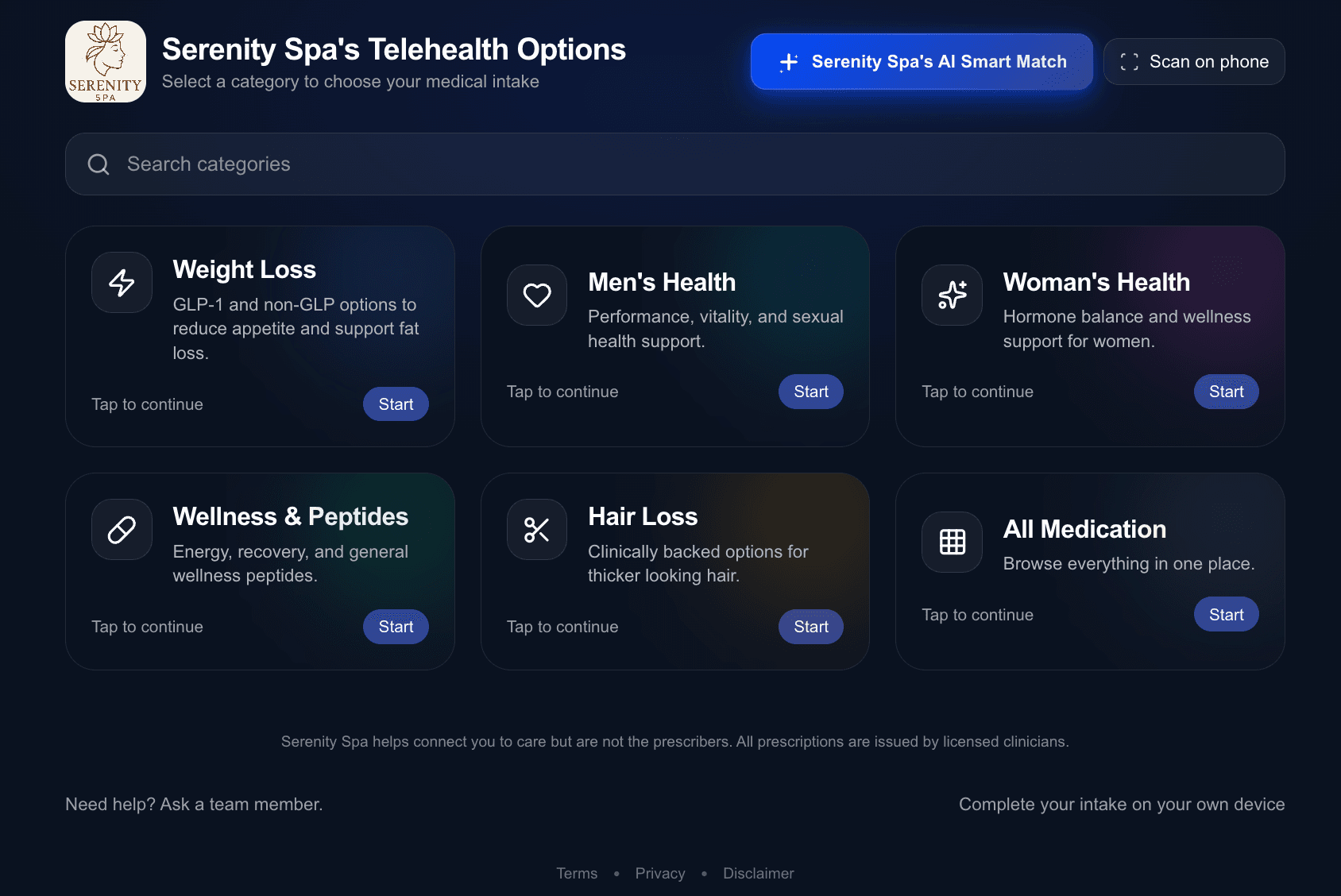 Telehealth programs and medications catalog available to businesses